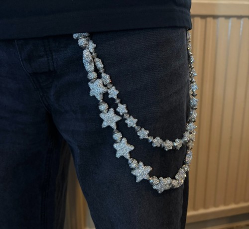 Double iced out diamond star - out,
