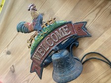 Cast Painted Cockerel Outdoor Welcome Bell Door Bell Lunch Ready Alarm Bell 