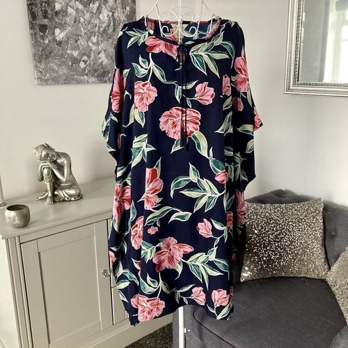 Blue pink bold floral - blue,