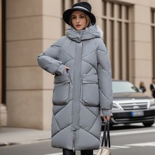 Women's Quilted Padded Puffer Jacket Ladies Jacket Warm Winter Long Parka Coat