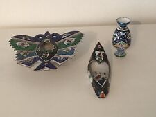 Unusual Colourful Miniature Enamel on Metal Tin Ornaments Possibly Mexican X3