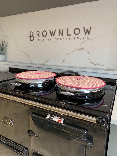 Pink gingham checked lid - checked,