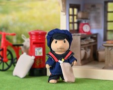 Sylvanian Postman Figure, Post Office, Samuel Stamp Postbox Bike calico critters