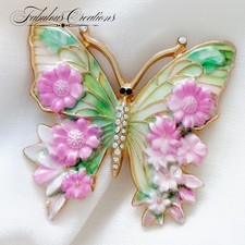 Enamel Butterfly Brooch Pink