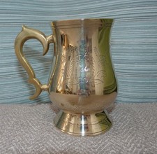 Vintage Brass Tankard Etched