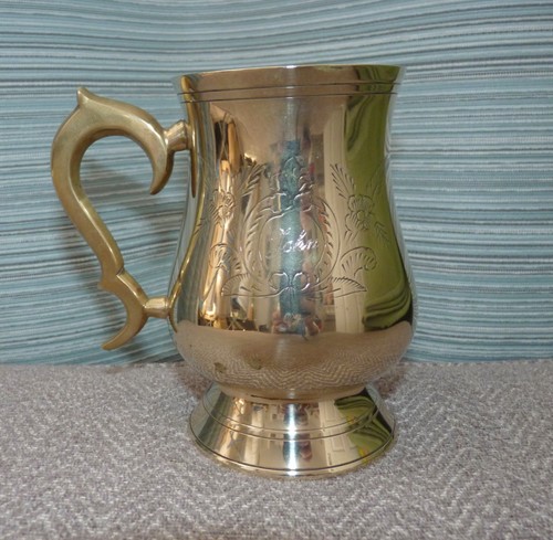 Vintage brass tankard - brass,