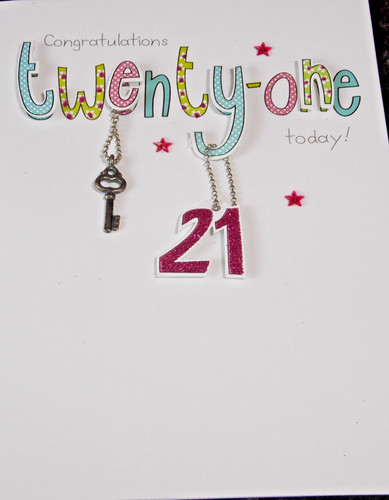 21st birthday card key the - card.,