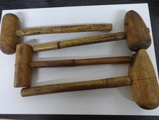 4 Vintage Wooden Mallets , Old Lead Bossing Tools, Roofers, Builders, X 4