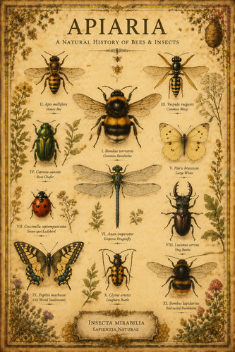Vintage bee insect poster - vintage,