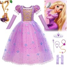 Tangled Rapunzel Fancy Dress Costume Girls Sequined Party Dresses Birthday Gifts