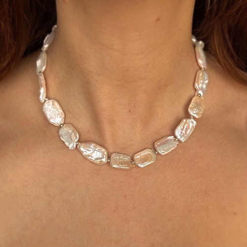 Keshi pearl beaded necklace - keshi,