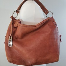 DKNY Pink Leather Slouchy Hobo Tote Bag Large Two Tone Shoulder Bag Charm