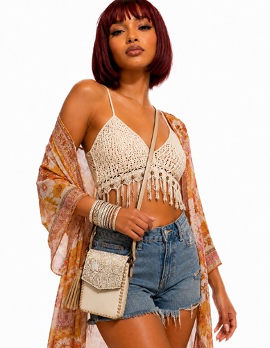 Cato tooled crossbody bag - tooled, &