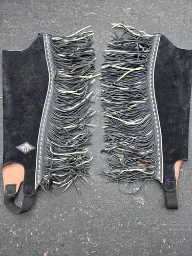 Suede leather chaps fringe - suede,