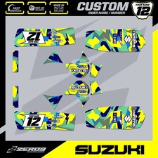 SUZUKI LT50 QUAD 84-99 GRAPHICS DECAL STICKER KIT LAZR YELLOW/BLUE