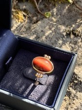 9ct Gold 1970s Ring With Red Tiger’s Eye Cabochon