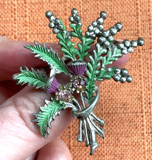 Vintage Scottish Lucky Heather Brooch by Exquisite, Purple Amethyst Styled Glass