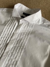 WORN ONCE MARKS & SPENCER SLIM FIT PLEAT FRONT WING COLLAR WHITE DRESS SHIRT 17