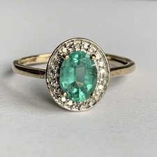 9ct Gold 1.0ct Emerald Diamond Cluster Ring Hallmarked 2011 Clive Ranger Size S