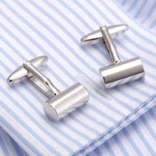 High Polished Silver Fancy Plain Metal Hollow Irregular Tube Cylinder Cufflink 