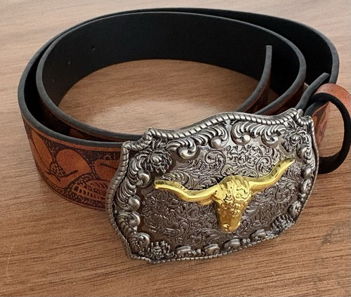 Cowboy belt brown - brown, bull