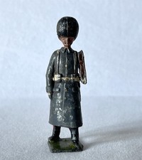 Vintage Lead Toy Britains Era British Soldier in Grey Winter Coat Figure #V615