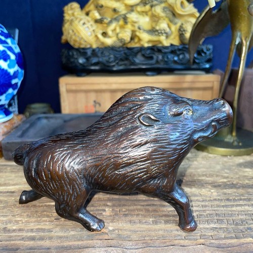 Antique bronze wild boar - bronze,