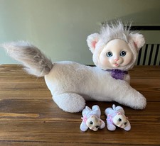 KITTY SURPRISE WHITE Mum Cat & 2x Kittens Plush & Vinyl Head Soft Plush Toy