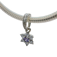 Genuine PANDORA 791833ACZ Forget Me Not Purple Dangle CZ Pendant Charm Only