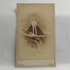 Victorian Photo CDV Girl Big Hair Or wig ? Outfit book J Stuart Glasgow