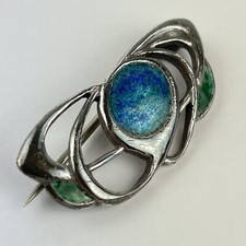 Antique Arts & Crafts Solid Silver Enamel Brooch Cymric Archibald Knox 3.1cm