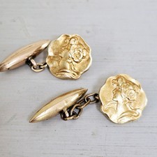 Antique  Art Nouveau Belle Epoque 9 Carat Gold Cufflinks C1901