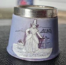 Antique Welsh Miniature Mug with Sterling Silver Rim, London 1912 (D.L.)