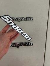2PCs SNAP-ON TOOL BOX LOGO EMBLEM Chrome Silver Badge Decal 8" INCH LONG - NEW