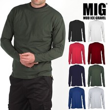 Mens Classic Long Sleeve Cotton T Shirt Size S to 5XL By MIG SPORTS CASUAL WORK