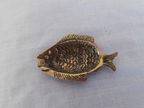 Vintage solid brass - solid, fish