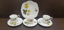 3x Yellow Rose Coffee Cups