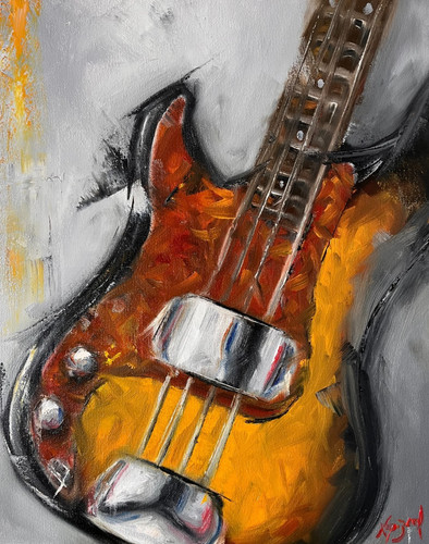 Abstract bass guitar - bass, oil