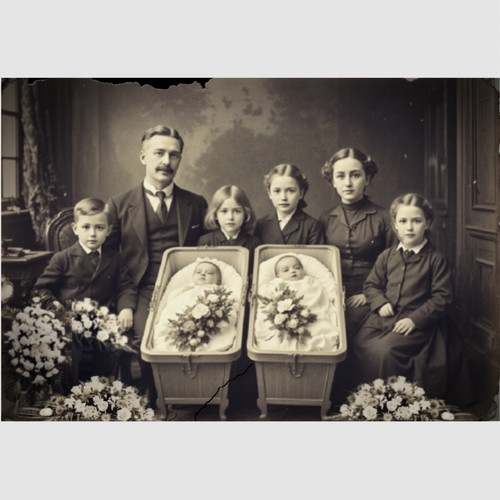 Family print photo victorian - family,