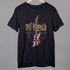 Def Leppard Union Jack Guitar Black Graphic T-Shirt Small to 4XL