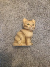 Ginger Striped Tabby Cat 5" Ceramic Porcelain Figurine Art Mark Vintage 1990s