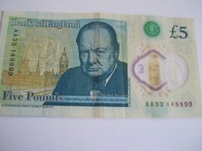 AA33 Bank Of England £5 Five Pound Note QUEEN'S HEAD Plastic/Polymer AA33 148899