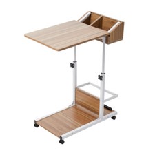 Rolling Laptop Desk C-Shaped PC Computer Desk Sofa Bed Side Table with Storage