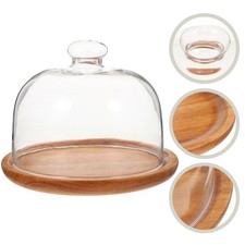  1 Set Round Cake Tray With Glass Dome Cake Plate and Dome Cake Display Plate