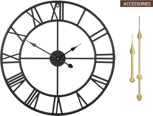 Large wall clock round metal - clock,