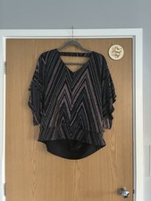 Billie & Blossom Petite Black And Real Sparkle Diamanté Top Uk Size 18 BNWT