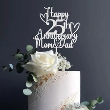 Personalised Happy Wedding Anniversary Rustic Woode Cake Topper 10th 25th 40th