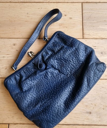 Vintage blue handbag peccary - blue,