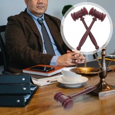  2 Pcs Gavel and Sound Block Set Hammer Toys Court Judge Courtroom Prop