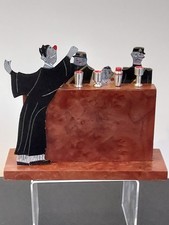 French Court Scene SUDRE Art Deco Cocktail Stick Set Barware SIGNED